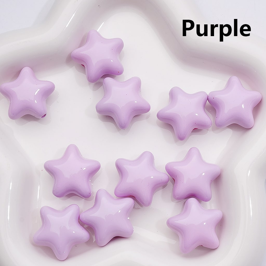 Stoving Varnish Solid Color Five-pointed Star Acrylic Beads, 23MM (Single Color is available for 200pcs(Whole bag))