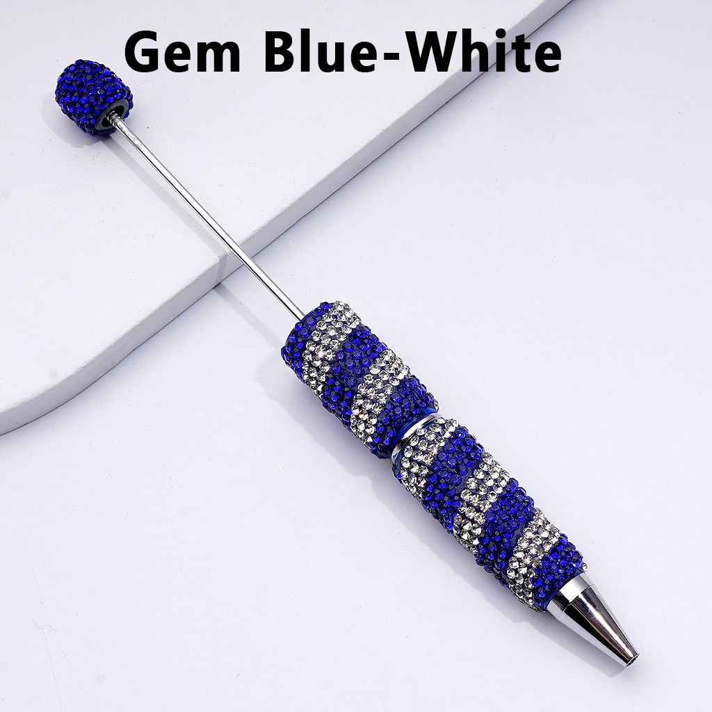 Beadable Clay Pens with Oblique-Stripe Double Color Rhinestones Covered the Entire Pen