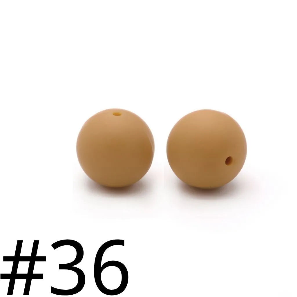 Silicone Beads, Solid Colors, 15 mm