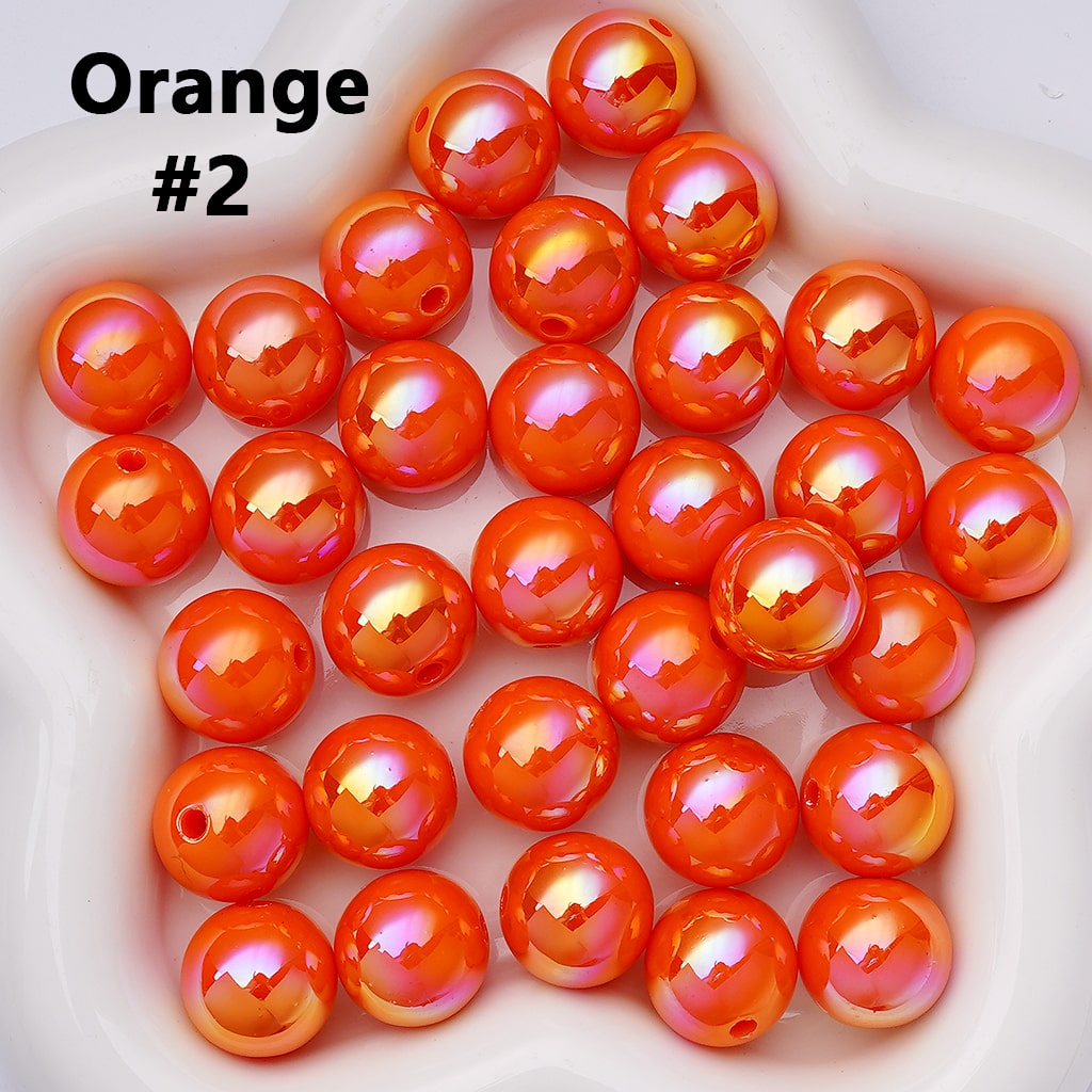 UV Coating Shiny Solid Color Round Acrylic Beads, 16MM