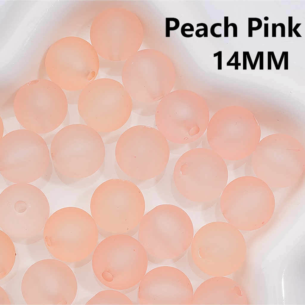 Frosted Matte Translucent Multi-Color Round Acrylic Beads, 14MM (Single Color is available for 300pcs(Whole bag))