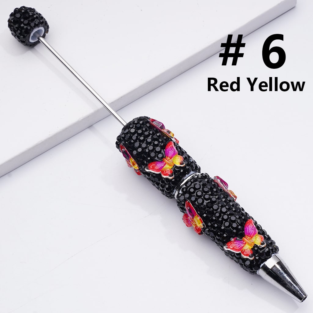 Double Color Butterfly Black Rhinestones Beadable Clay Pens
