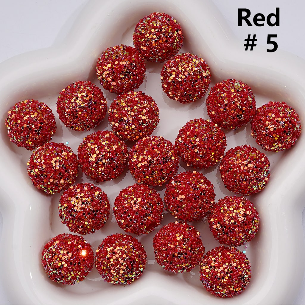 Multi-Color Shiny Confetti Round Acrylic Beads in Solid Color, 20MM