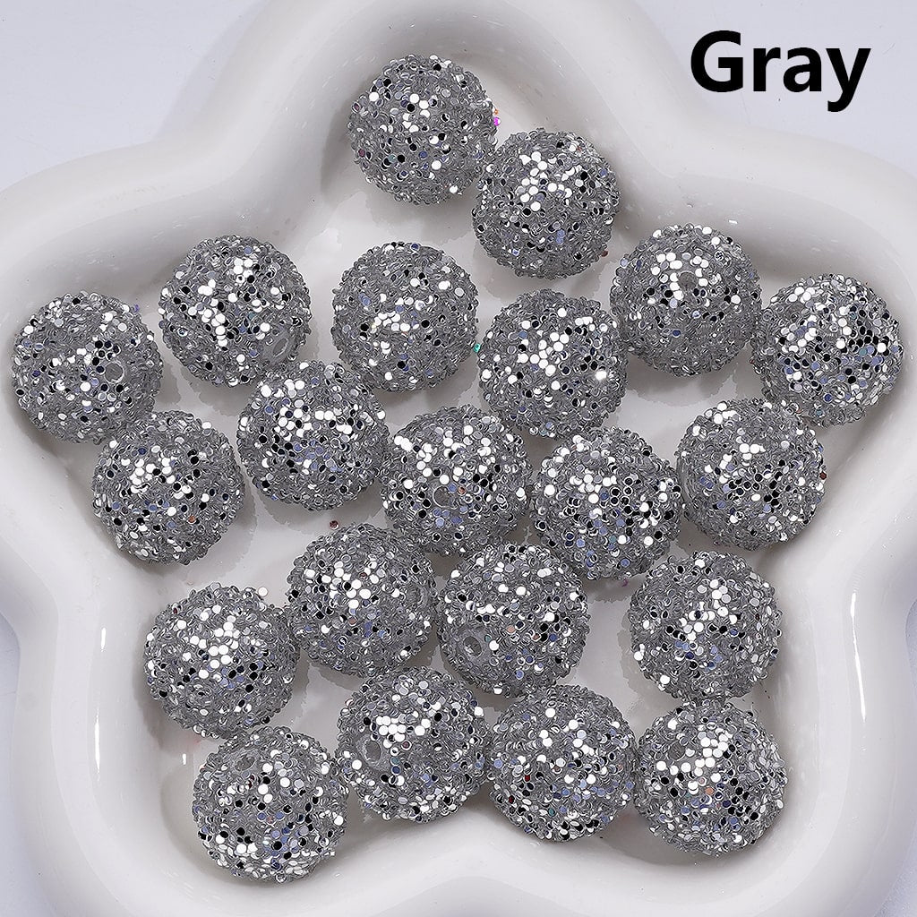 Multi-Color Shiny Confetti Clear Round Acrylic Beads, 20MM