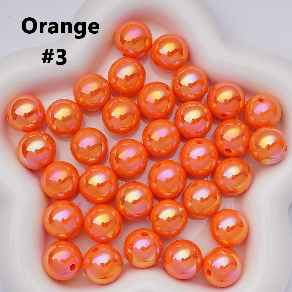 UV Coating Shiny Solid Color Round Acrylic Beads, 16MM