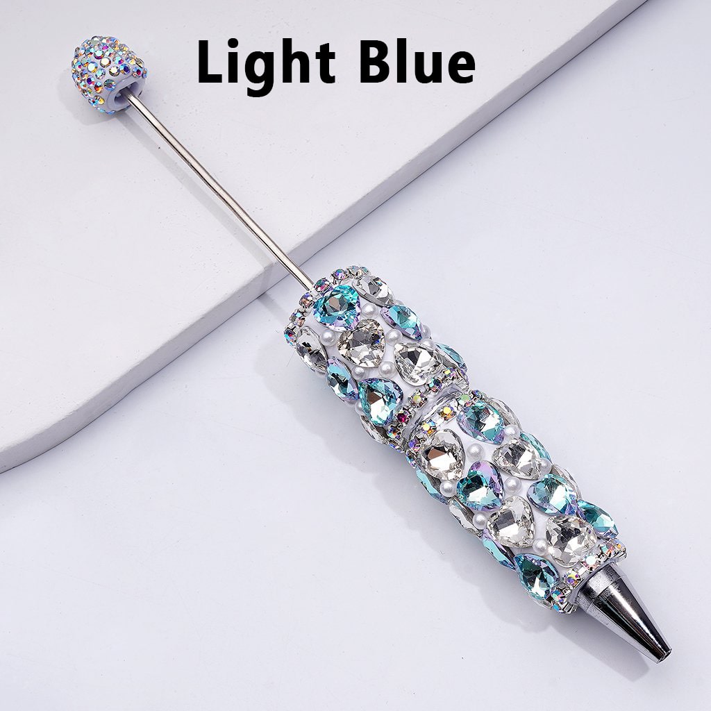 Beadable Clay Pens with Multi-Color Shiny Hearts White Pearls Mini AB Rhinestones Chains