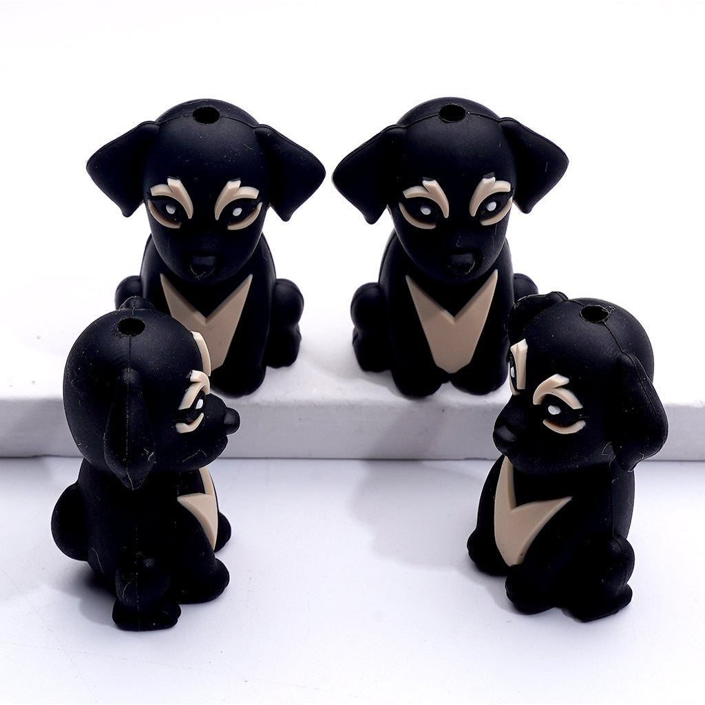 3D Multi-Color Cute Puppies Dogs Silicone Focal Beads