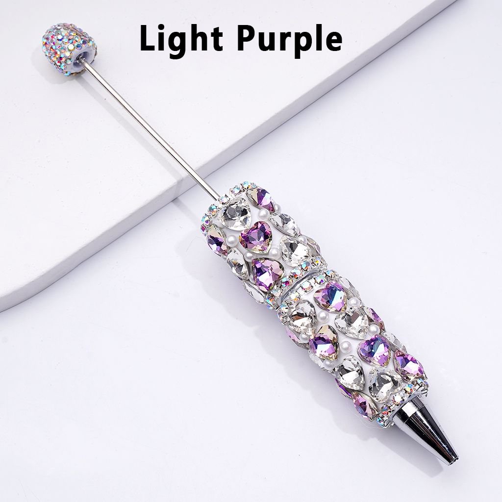 Beadable Clay Pens with Multi-Color Shiny Hearts White Pearls Mini AB Rhinestones Chains