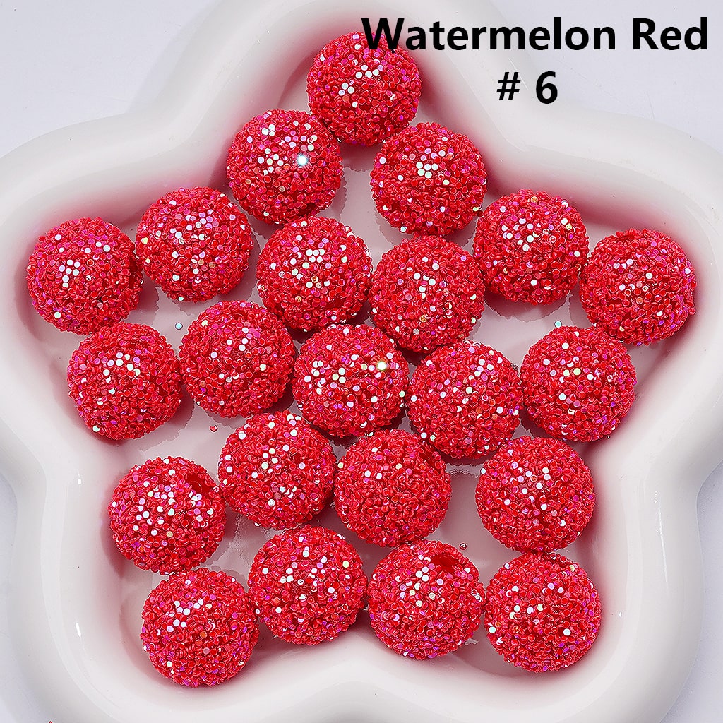 Multi-Color Shiny Confetti Round Acrylic Beads in Solid Color, 20MM