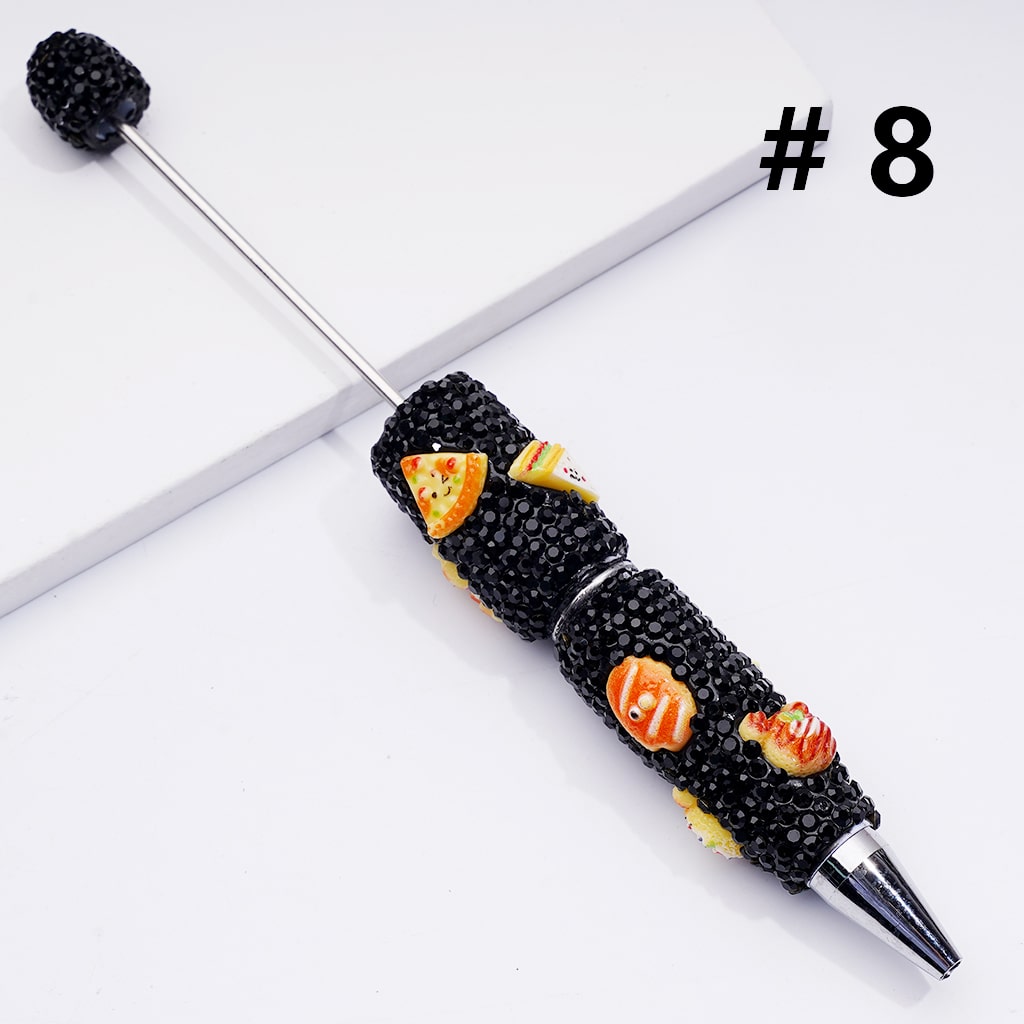 Cute Bread Cake Pizza Sandwich Doughnut Black Rhinestones Clay Pens