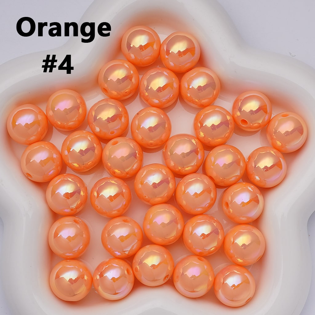 UV Coating Shiny Solid Color Round Acrylic Beads, 16MM