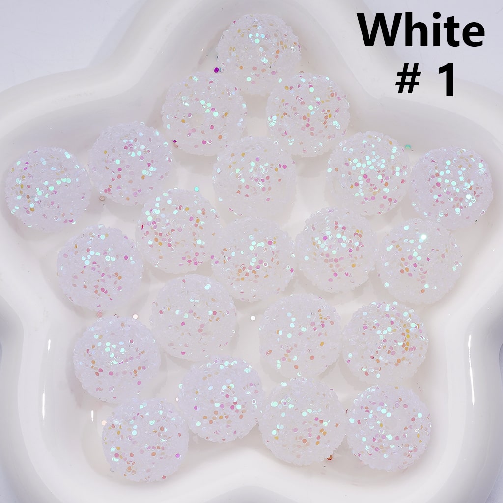 Multi-Color Shiny Confetti Clear Round Acrylic Beads, 20MM