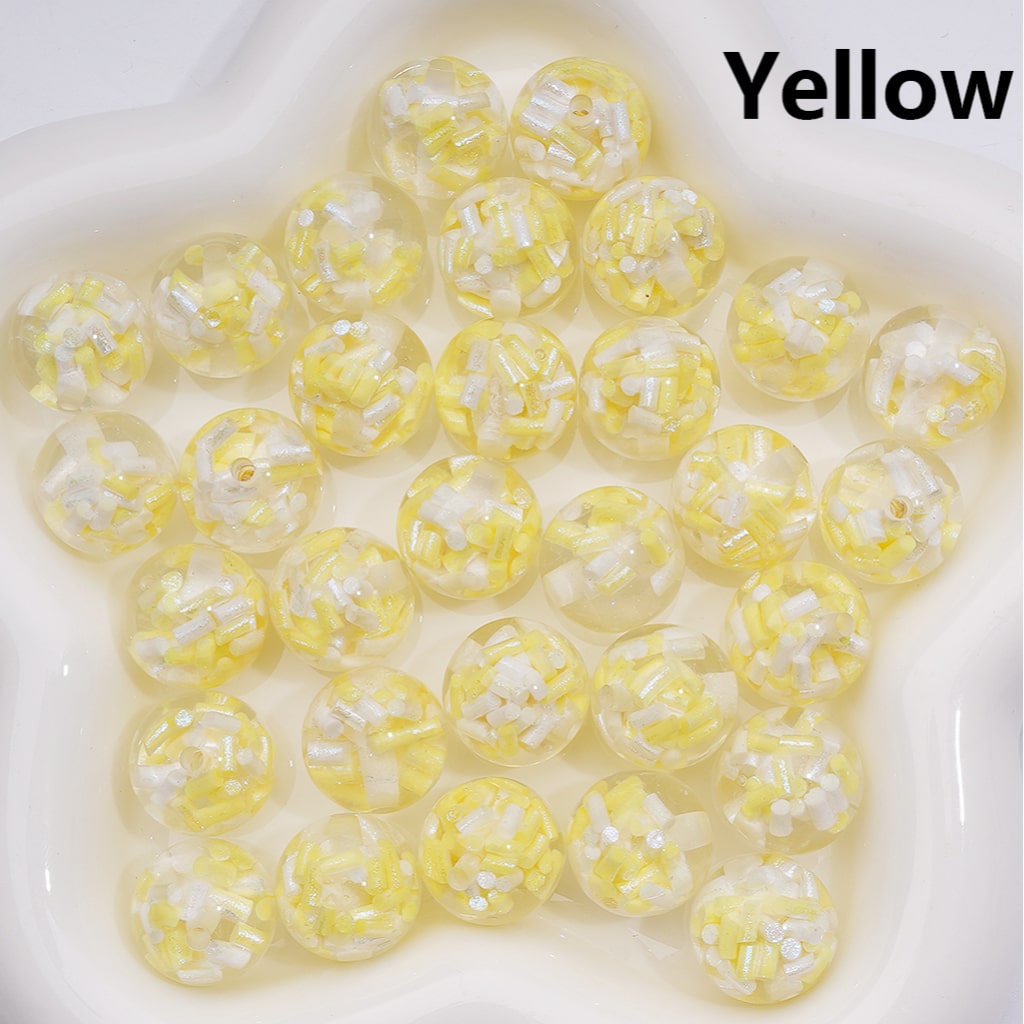 Mini Multi-Color Shiny Candy Sticks Inside Round Acrylic Beads, 16MM (Single Color is only available for 200pcs(whole bag))