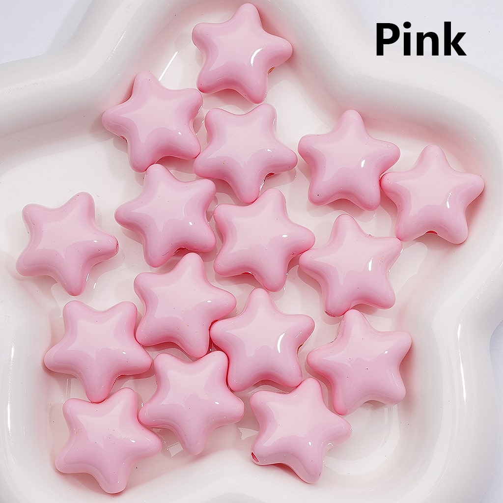 Stoving Varnish Solid Color Five-pointed Star Acrylic Beads, 23MM (Single Color is available for 200pcs(Whole bag))