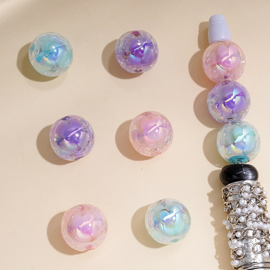 Vivid Rabbit Design Round Crackle Acrylic Beads, Random Mix, 16MM