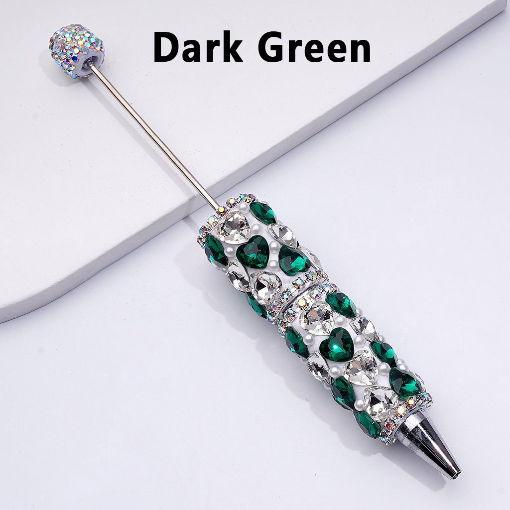 Beadable Clay Pens with Multi-Color Shiny Hearts White Pearls Mini AB Rhinestones Chains