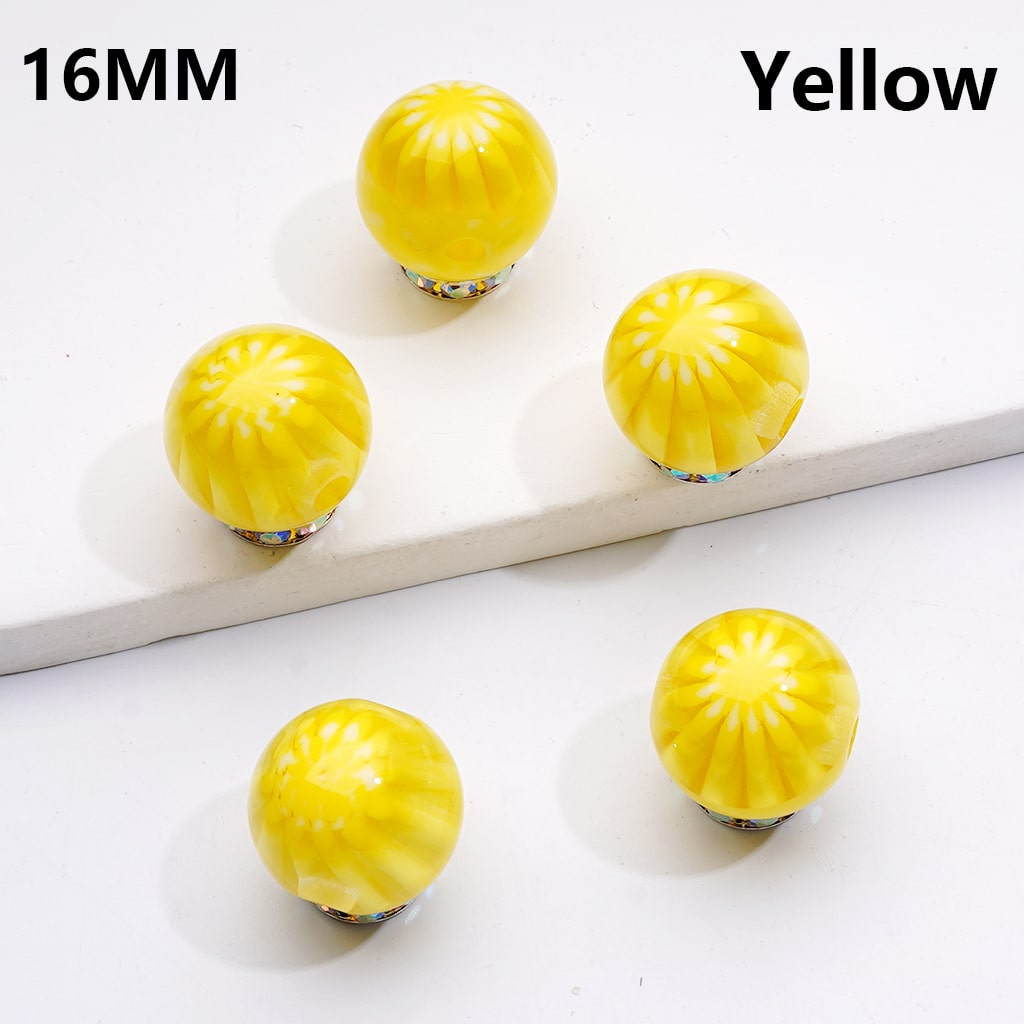Multi-Color Chrysanthemum-Shaped Stripes Round Acrylic Beads, 16MM (Single Color is only available for 200pcs(whole bag))