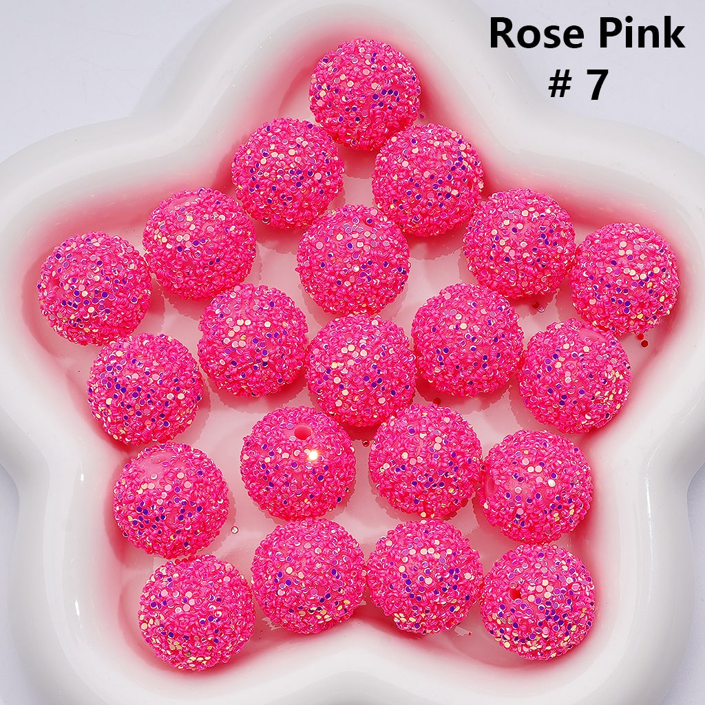 Multi-Color Shiny Confetti Round Acrylic Beads in Solid Color, 20MM
