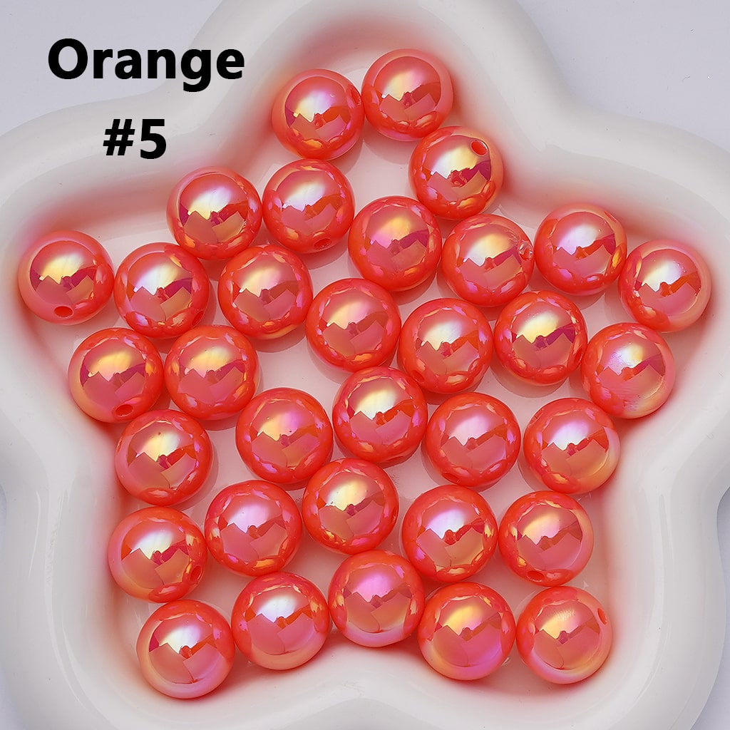 UV Coating Shiny Solid Color Round Acrylic Beads, 16MM