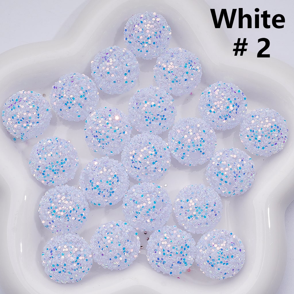 Multi-Color Shiny Confetti Clear Round Acrylic Beads, 20MM