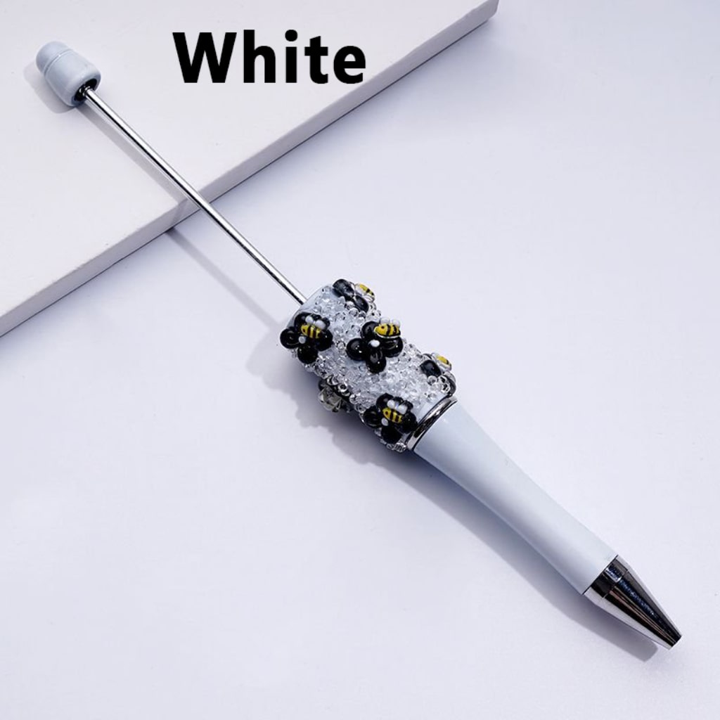 Beadable Pens with Mini Cute Bees Flowers Clear Sugars in Solid Color