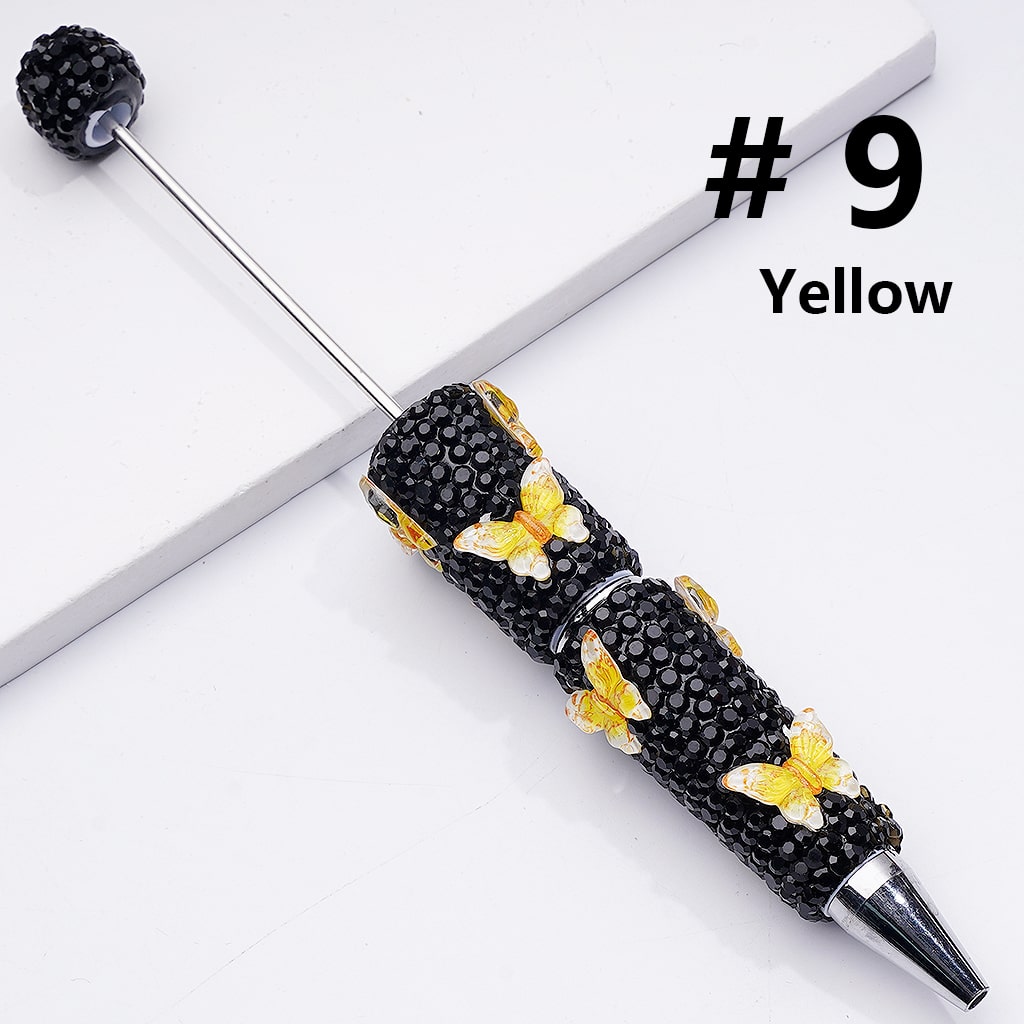 Double Color Butterfly Black Rhinestones Beadable Clay Pens