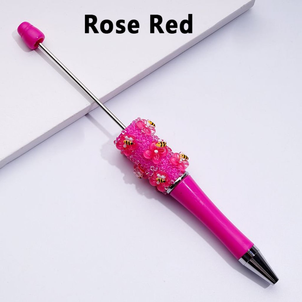 Beadable Pens with Mini Cute Bees Flowers Clear Sugars in Solid Color