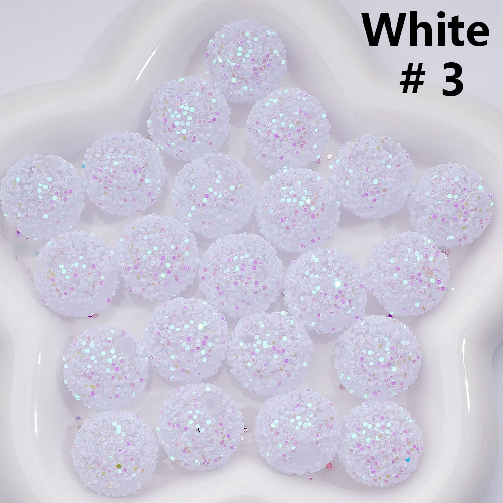 Multi-Color Shiny Confetti Clear Round Acrylic Beads, 20MM