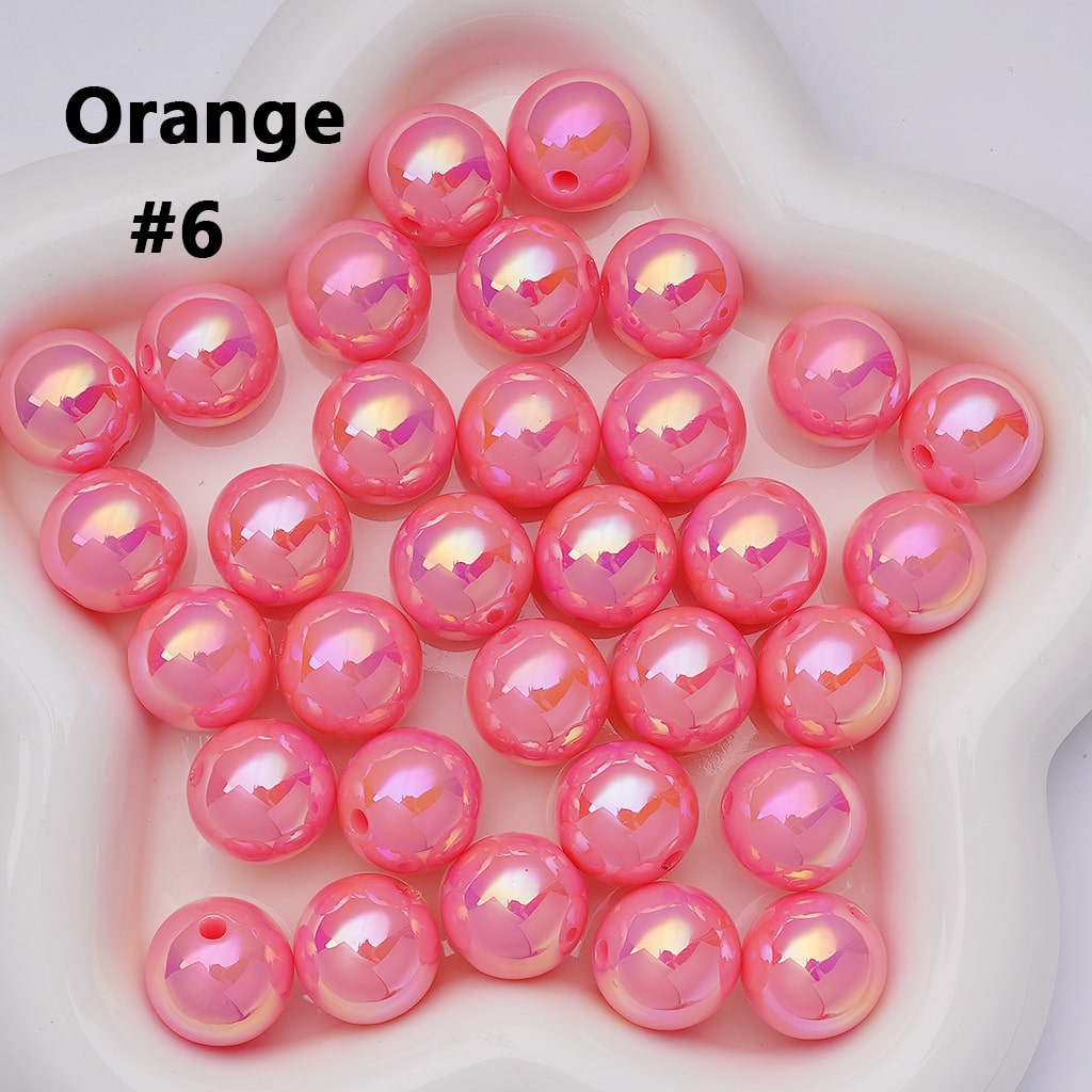 UV Coating Shiny Solid Color Round Acrylic Beads, 16MM
