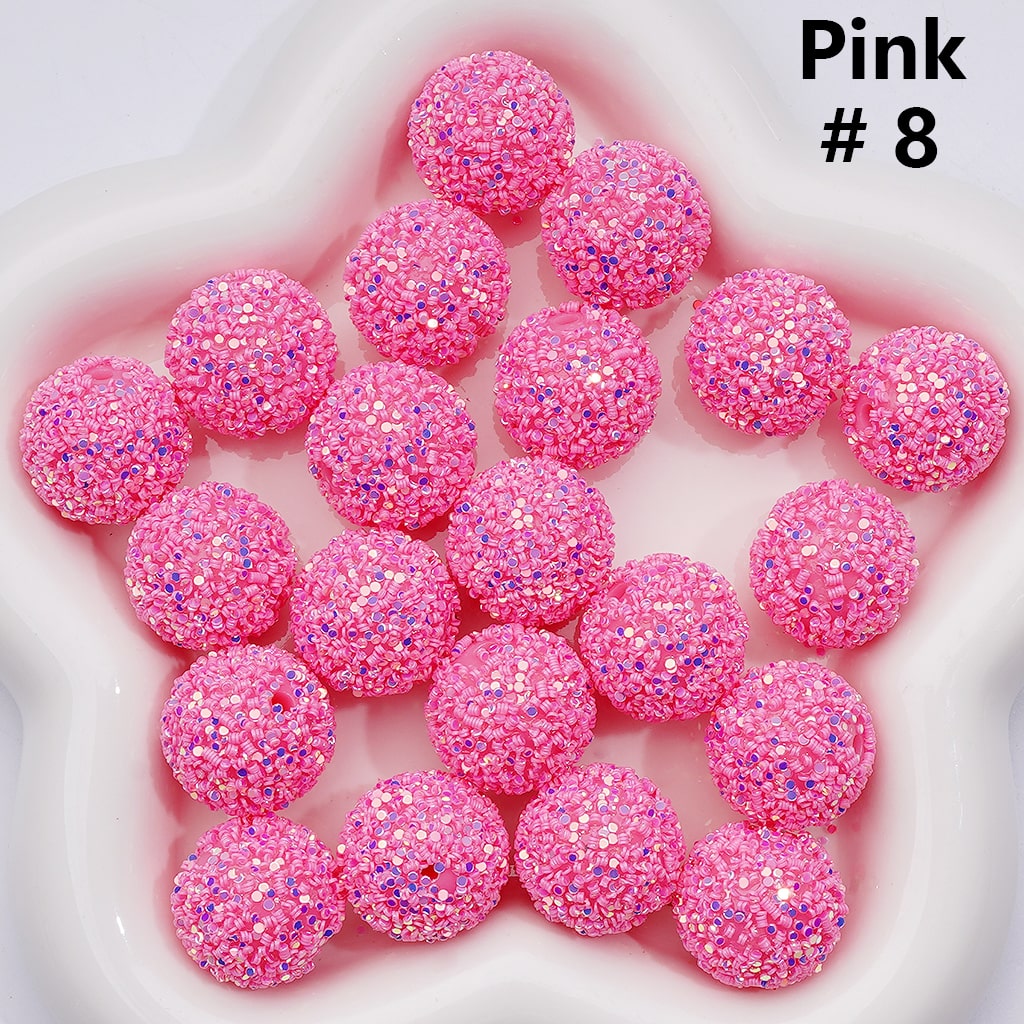 Multi-Color Shiny Confetti Round Acrylic Beads in Solid Color, 20MM