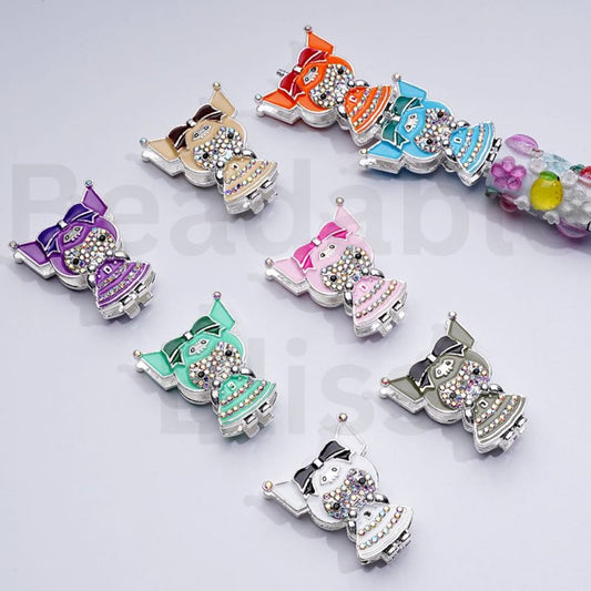 絶妙なファンシーシルバー合金サンリクロム、ABミニラインストーンビーズ付き、約33×27MM、ランダムミックス