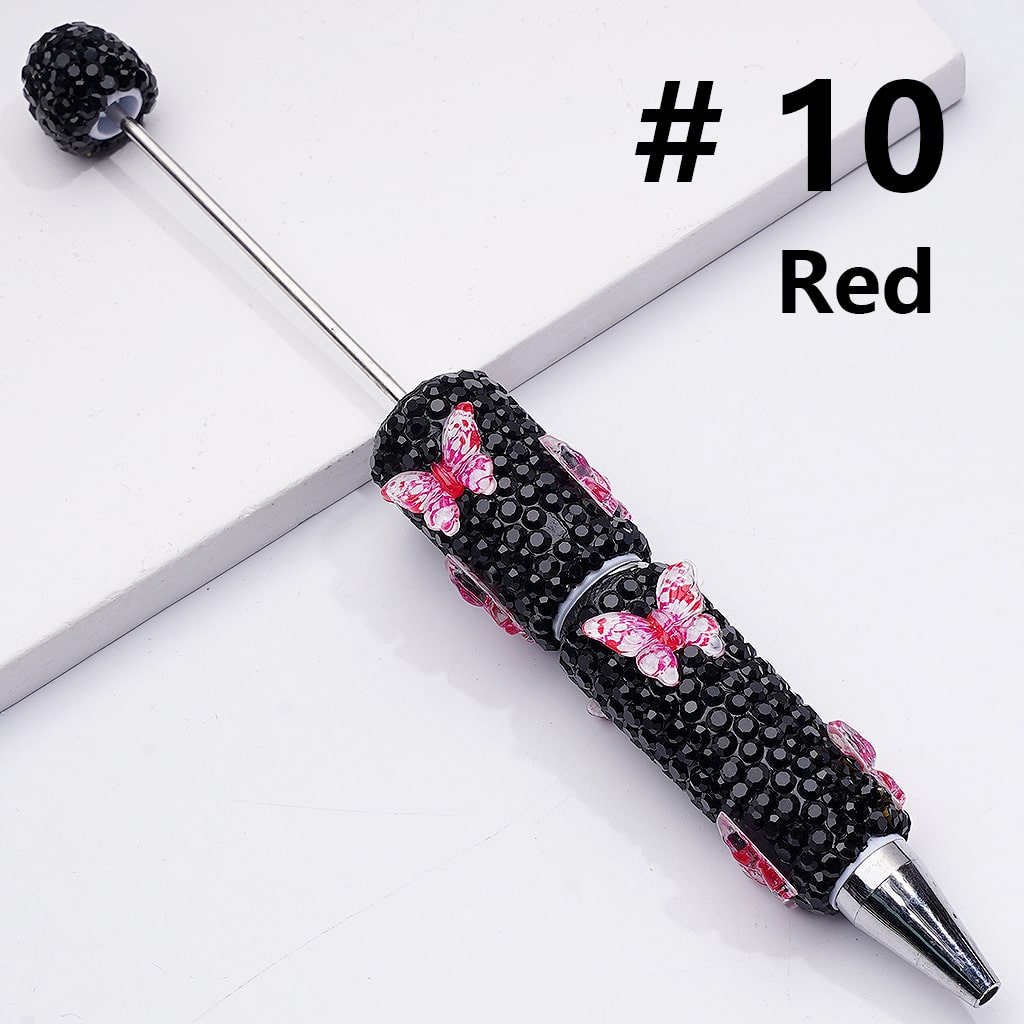 Double Color Butterfly Black Rhinestones Beadable Clay Pens