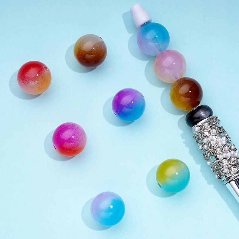 Cute Ombre Jelly Colorful Round Acrylic Beads, Random Mix, 16MM