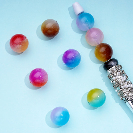 Cute Ombre Jelly Colorful Round Acrylic Beads, Random Mix, 16MM