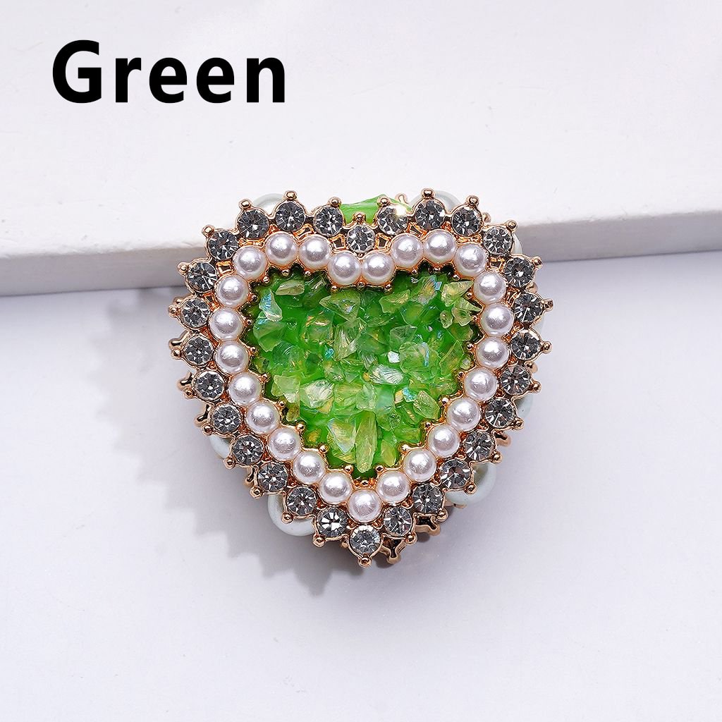Bling Bling Fancy Gold Alloy Heart with Shiny Rhinestones White Pearls Mini Stones Rocks Clay Beads, Around 28*28*13MM