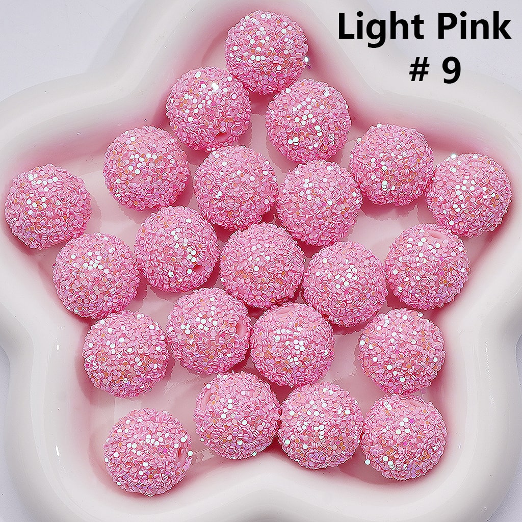Multi-Color Shiny Confetti Round Acrylic Beads in Solid Color, 20MM