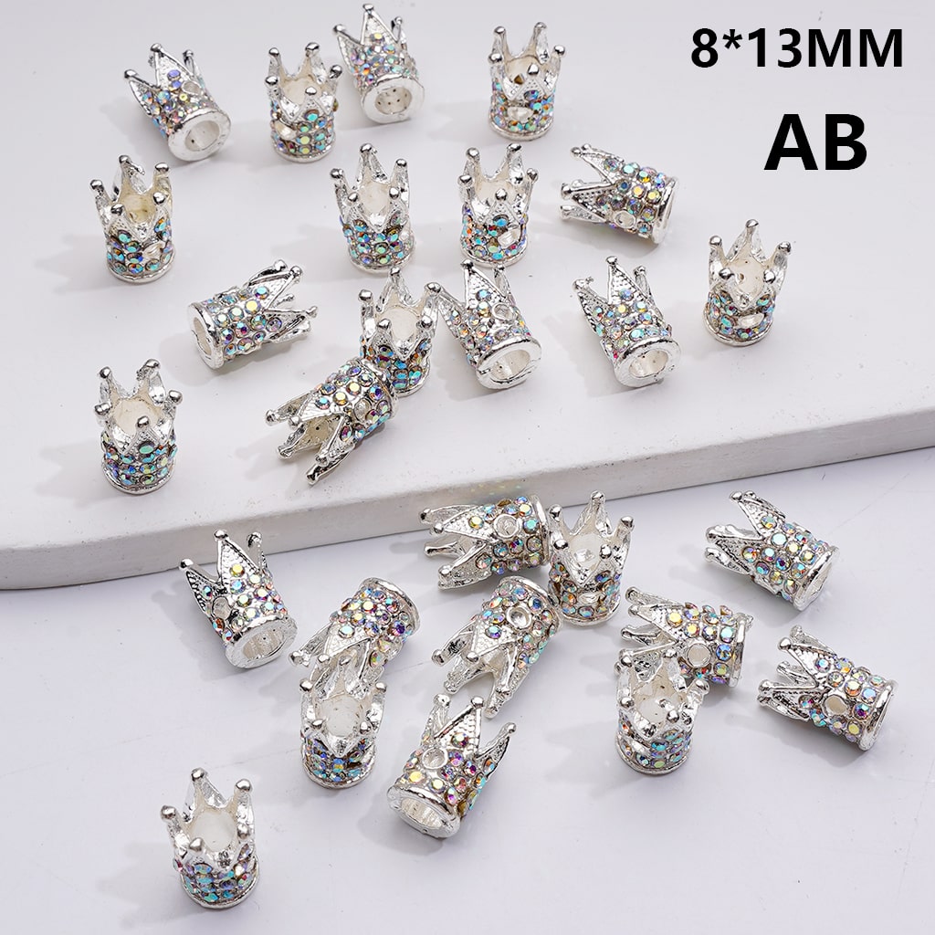 Fancy Alloy Mini Crown Spacer Beads with Black AB Rhinestones, 8*13MM (Single Color is available for 100pcs(Whole bag))