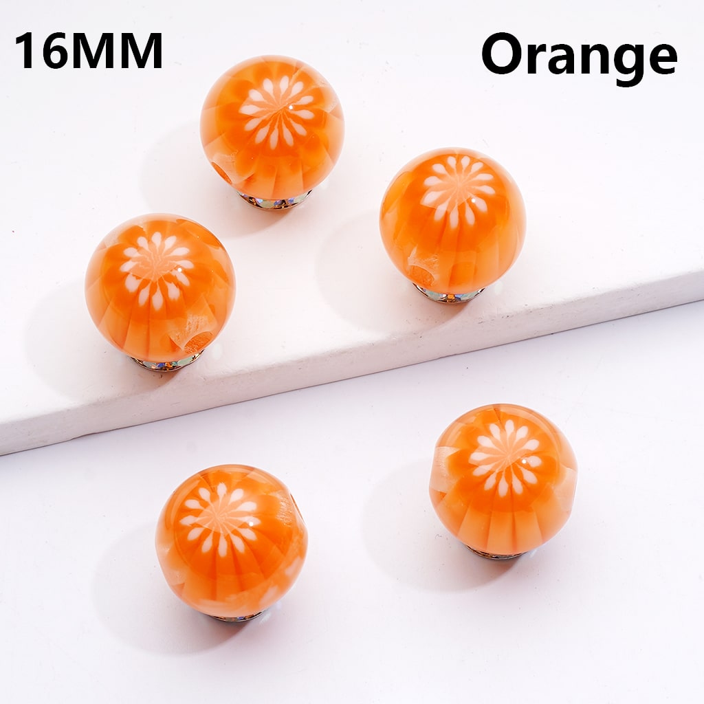 Multi-Color Chrysanthemum-Shaped Stripes Round Acrylic Beads, 16MM (Single Color is only available for 200pcs(whole bag))
