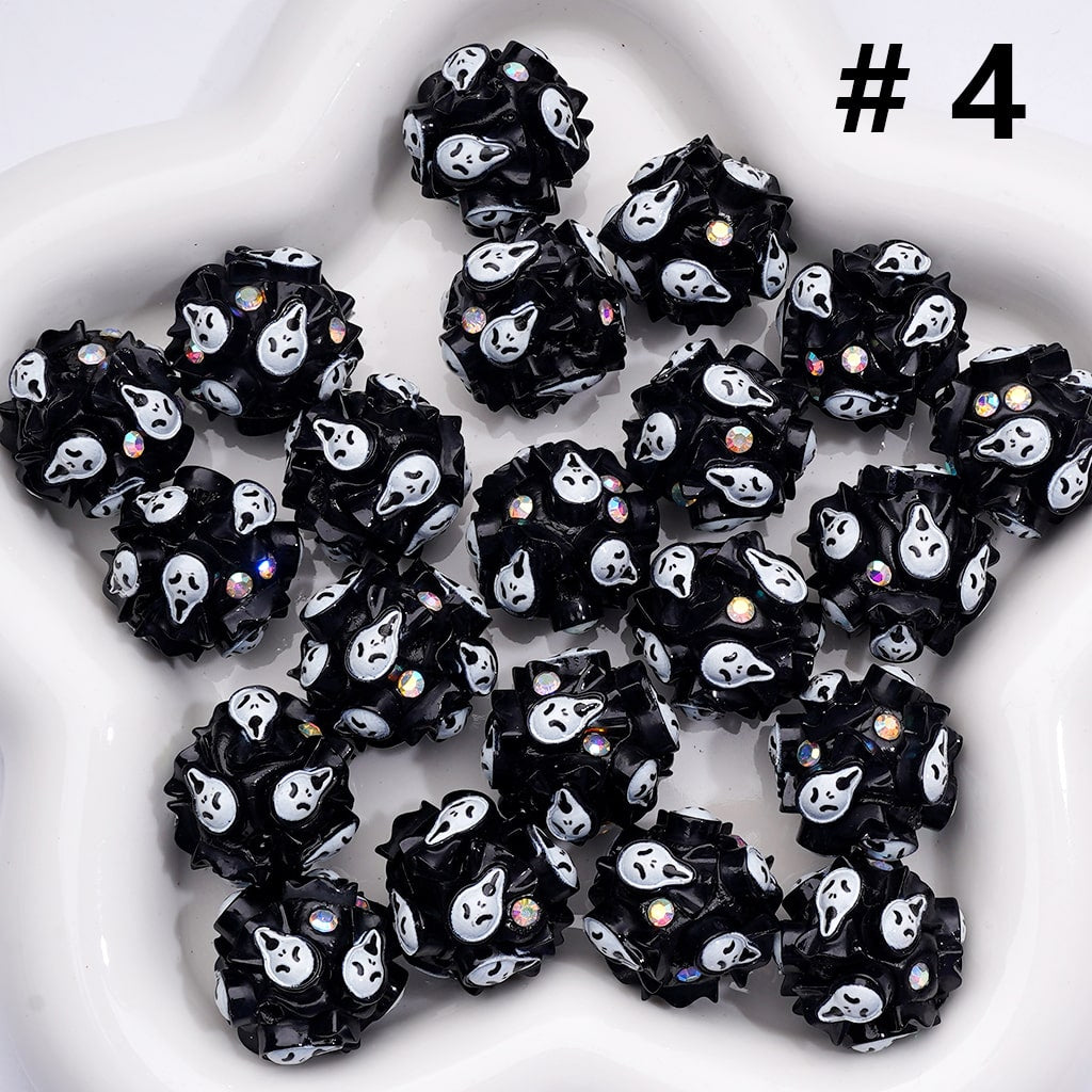 Halloween Series Cute Clown Ghost Face Pumpkin Wizard Hat Black White Ghost Clay Beads, 20MM