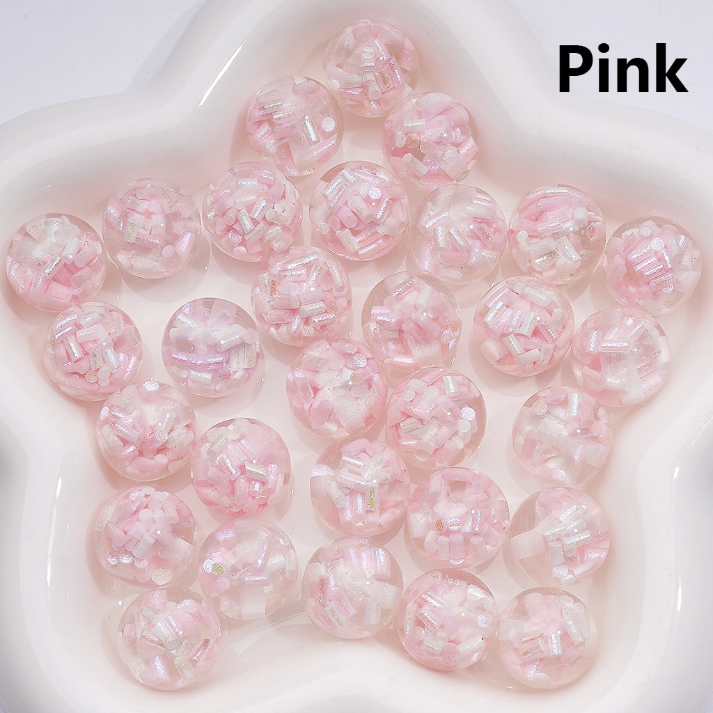 Mini Multi-Color Shiny Candy Sticks Inside Round Acrylic Beads, 16MM (Single Color is only available for 200pcs(whole bag))
