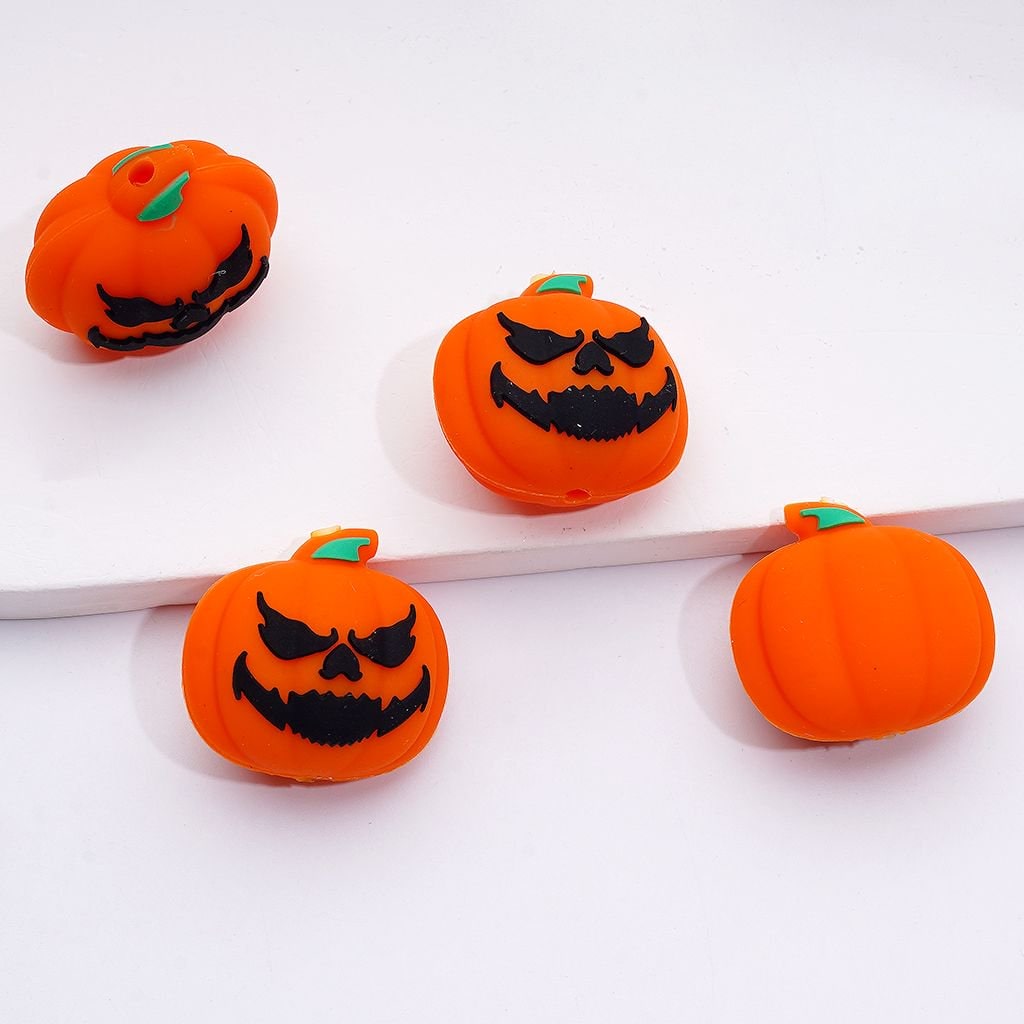 3D Cute Halloween Series Ghost Pumpkin Haunted House Bat Wizard Hat Silicone Focal Beads