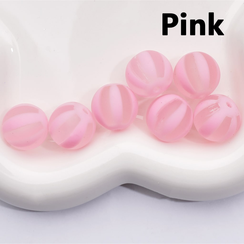 Acrylic Beads Round Frosted Watermelon Stripes Multi-Color, 16MM (Single Color is available for 200pcs(Whole Bag))