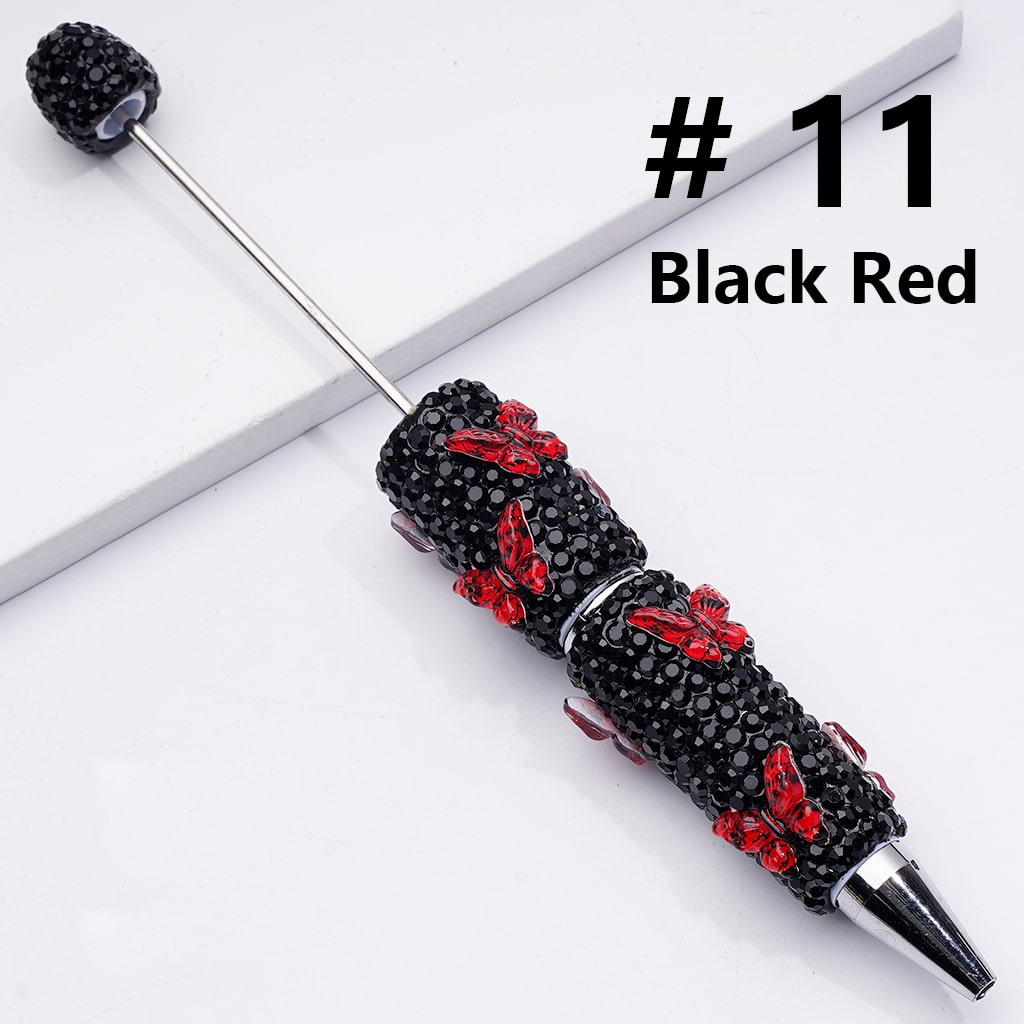 Double Color Butterfly Black Rhinestones Beadable Clay Pens