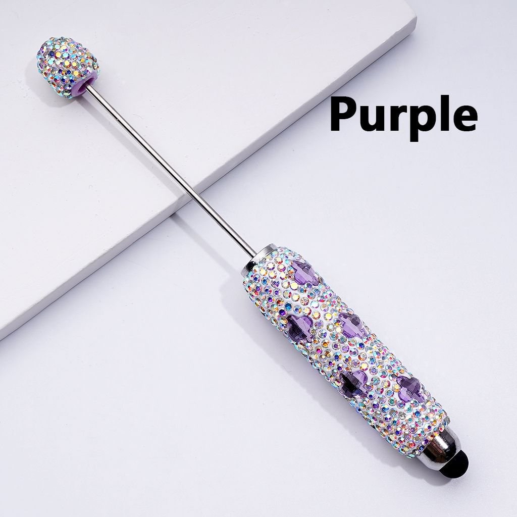 Beadable Clay Stylus Pens with Colorful Four-Petal Flowers & AB Rhinestones Covered the Entire Pen