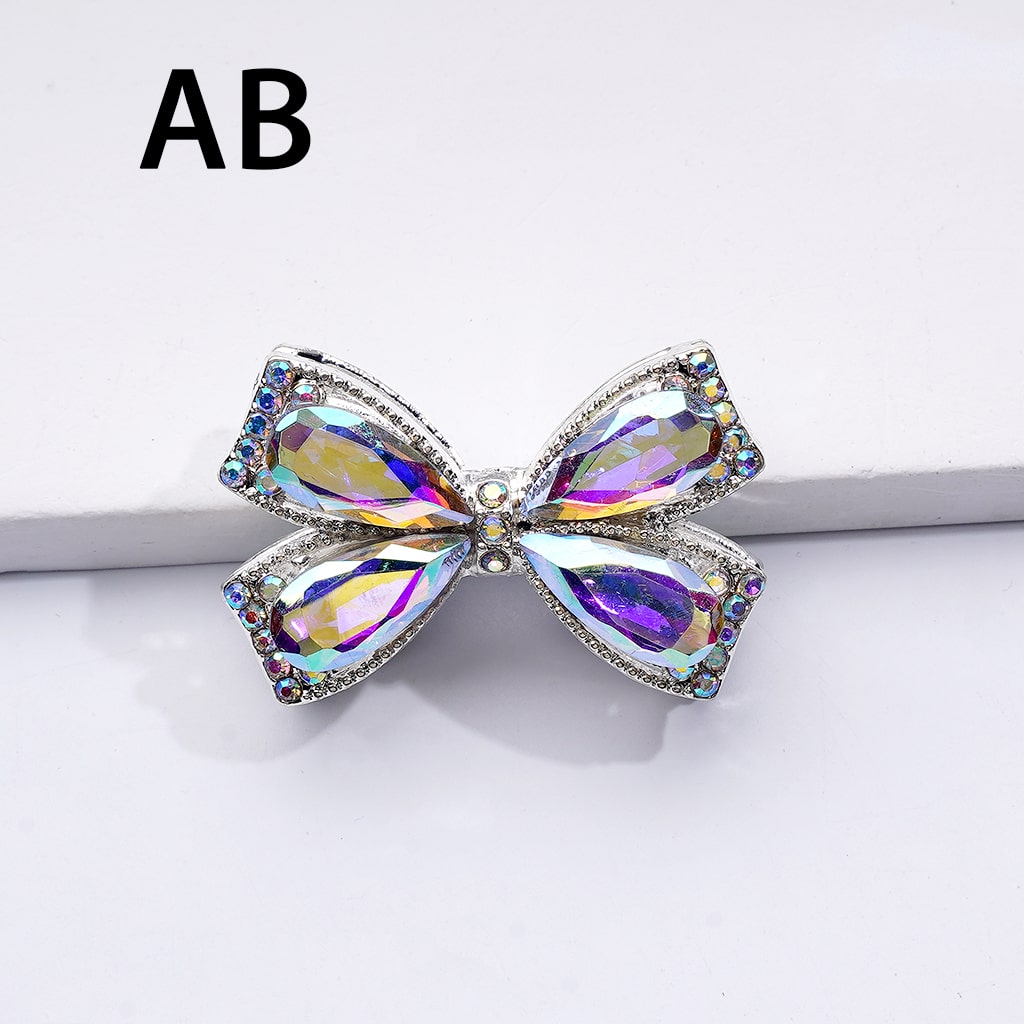 Exquisite Fancy Silver Alloy Bowknots Beads with Shiny Rhinestones, 24*38MM