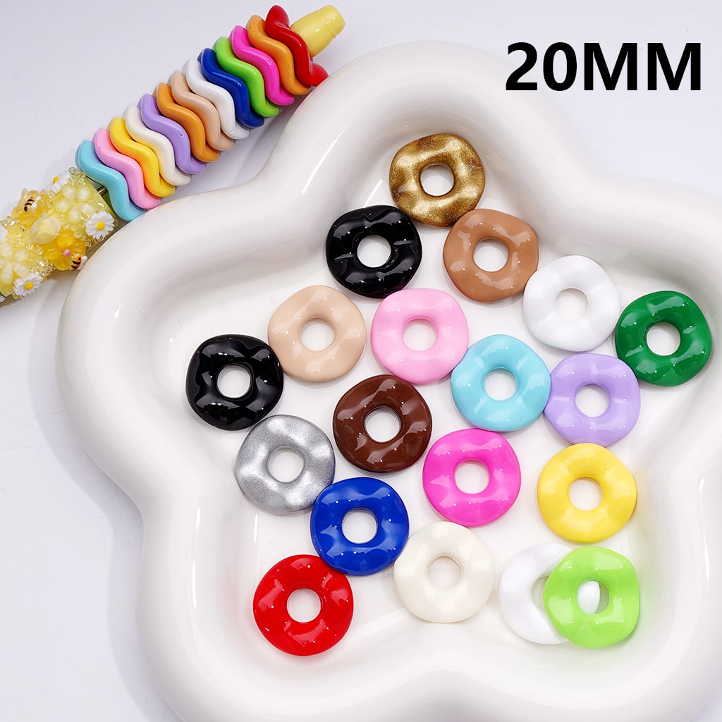 Multi-Color Large Hole Wave Shape Spacer Acrylic Beads, 20MM (Single Color is available for 500pcs(Whole Bag))