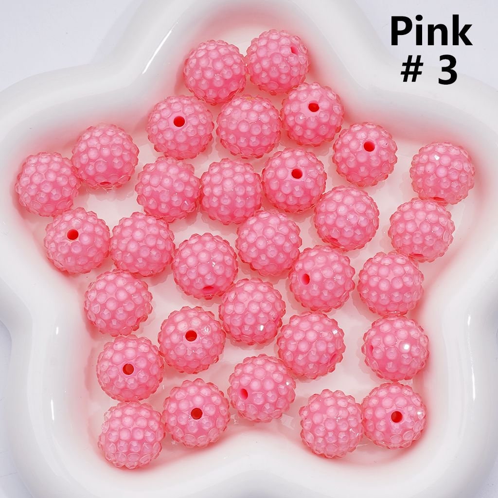 Clear Color Rhinestones Waxberry Ball Round Acrylic Beads, 16MM