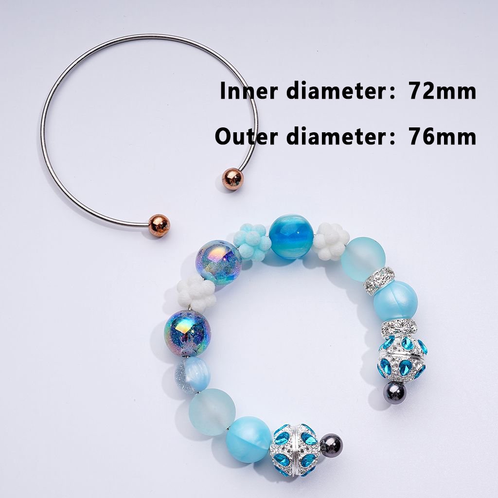 Large DIY Beadable Metal Bracelet with Rose-Gold Gray Gold Round Balls