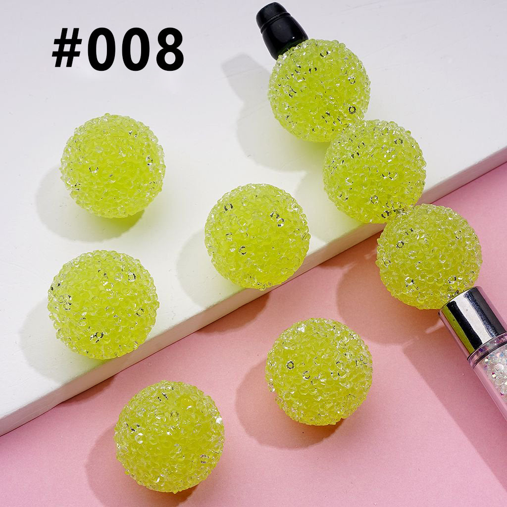 Hard Sugar Beads in Solid Colors Clear Rhinestones Candy Round 20mm