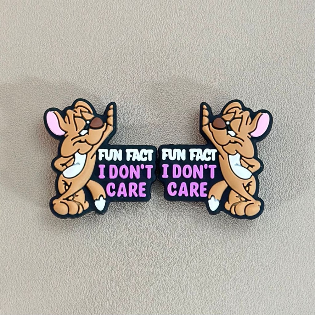 Cute Mouse Fun Fact I Don't Care Silicone Focal Beads